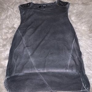 Tank top with beaded shoulders